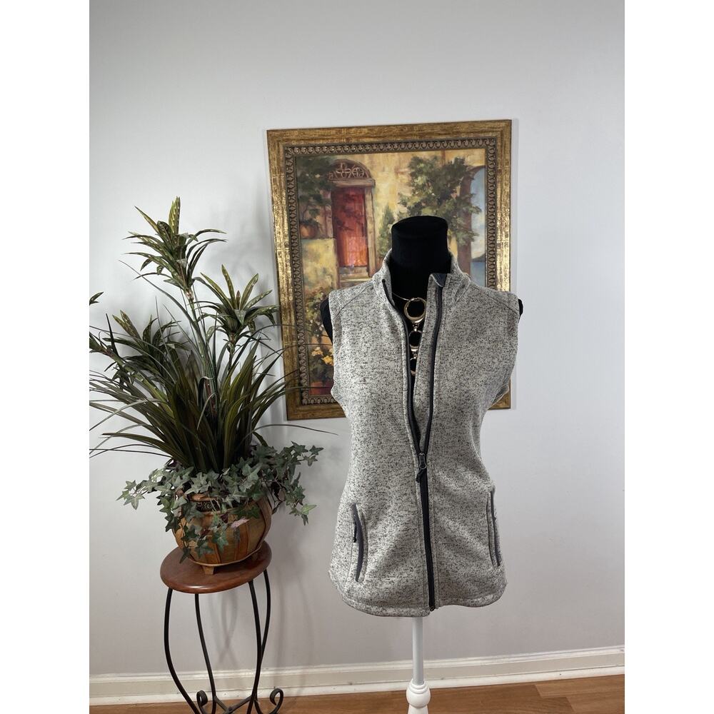Port Authority Women Vest Gray Small Full Zipper Front High Neck Outdoor Pockets
